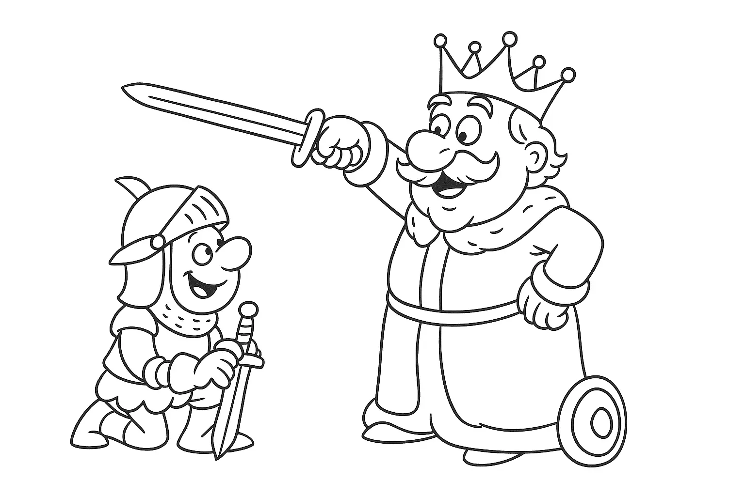 Ritterschlag durch den König – Ausmalbild im DIN A4 Format