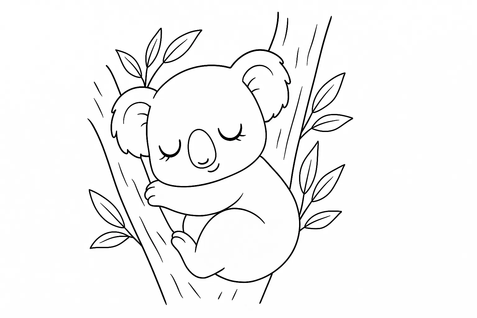 Koala schläft im Baum – jetzt als kostenloses PDF sichern