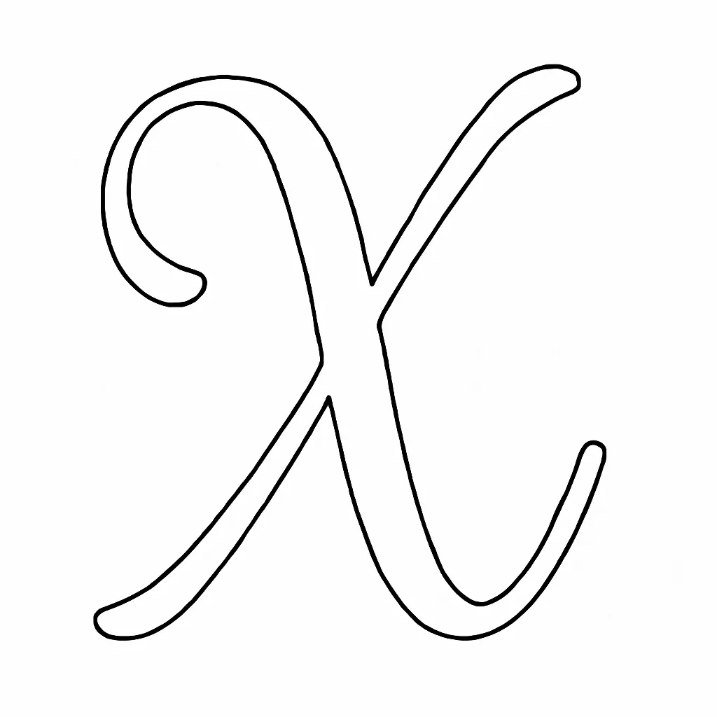 Buchstabe X Ausmalbild – Schreibschrift Vorlage gratis