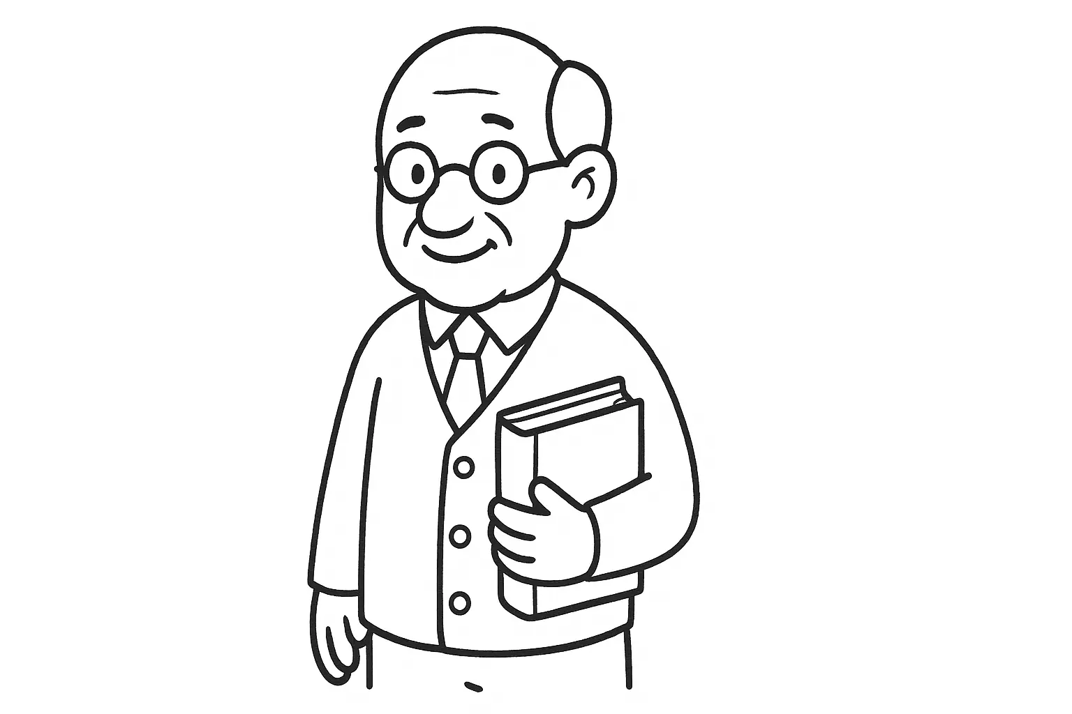 Bibliothekar Ausmalbild: einfache Malvorlage für Kinder
