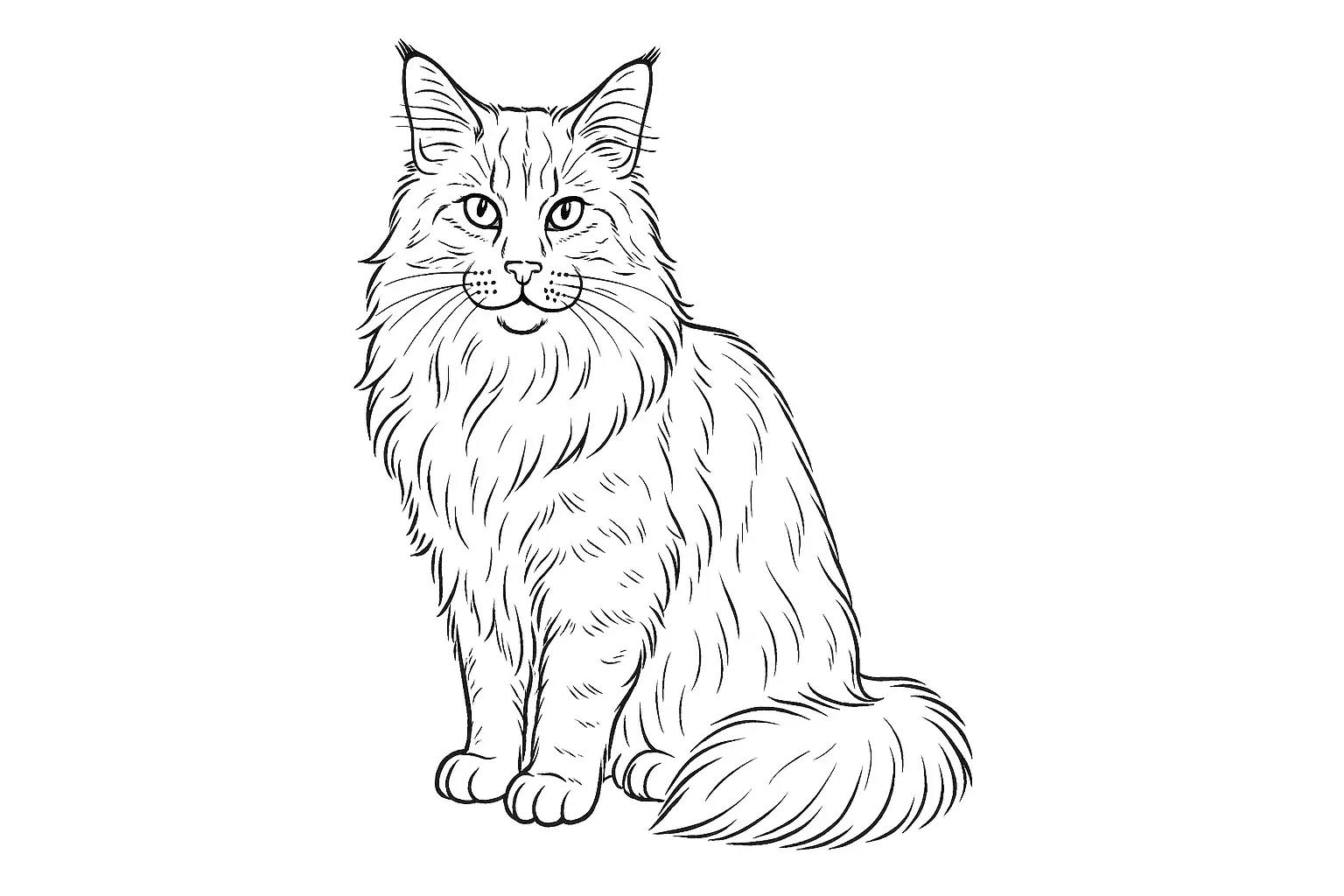 Katze zum Ausmalen: Maine Coon als PDF-Vorlage für Kinder