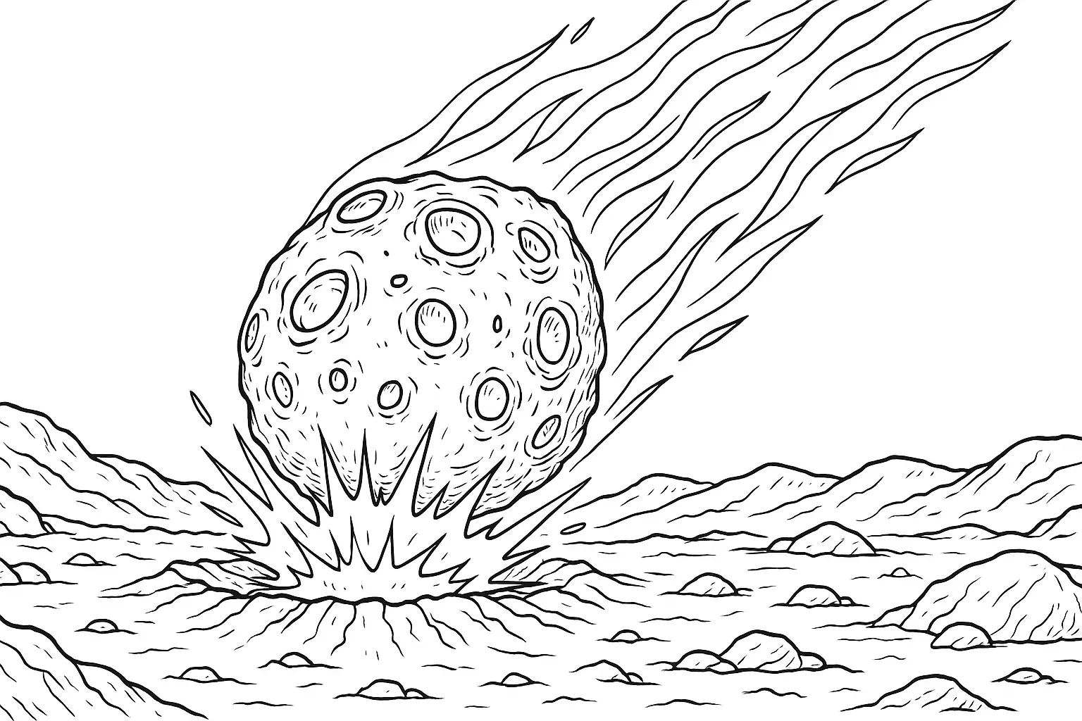 Kostenloses Meteorit Ausmalbild als PDF herunterladen