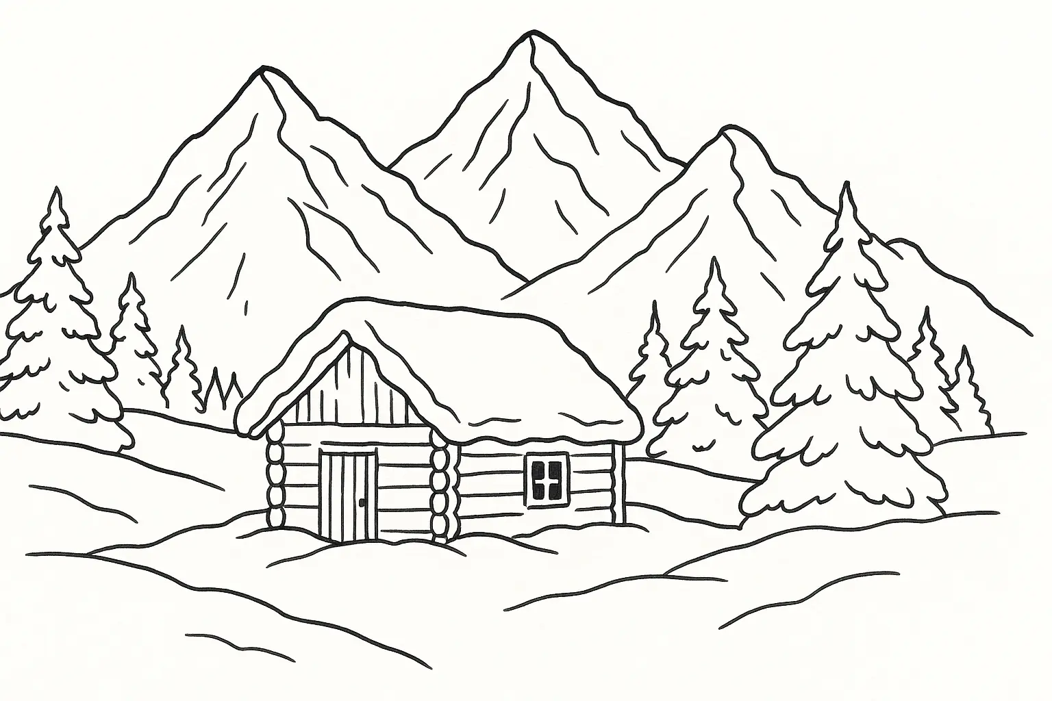Coloriage Cabane de montagne – PDF gratuit à imprimer