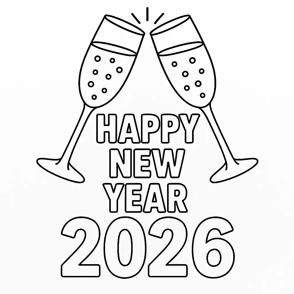 Neujahr 2026 mit Sektgläsern