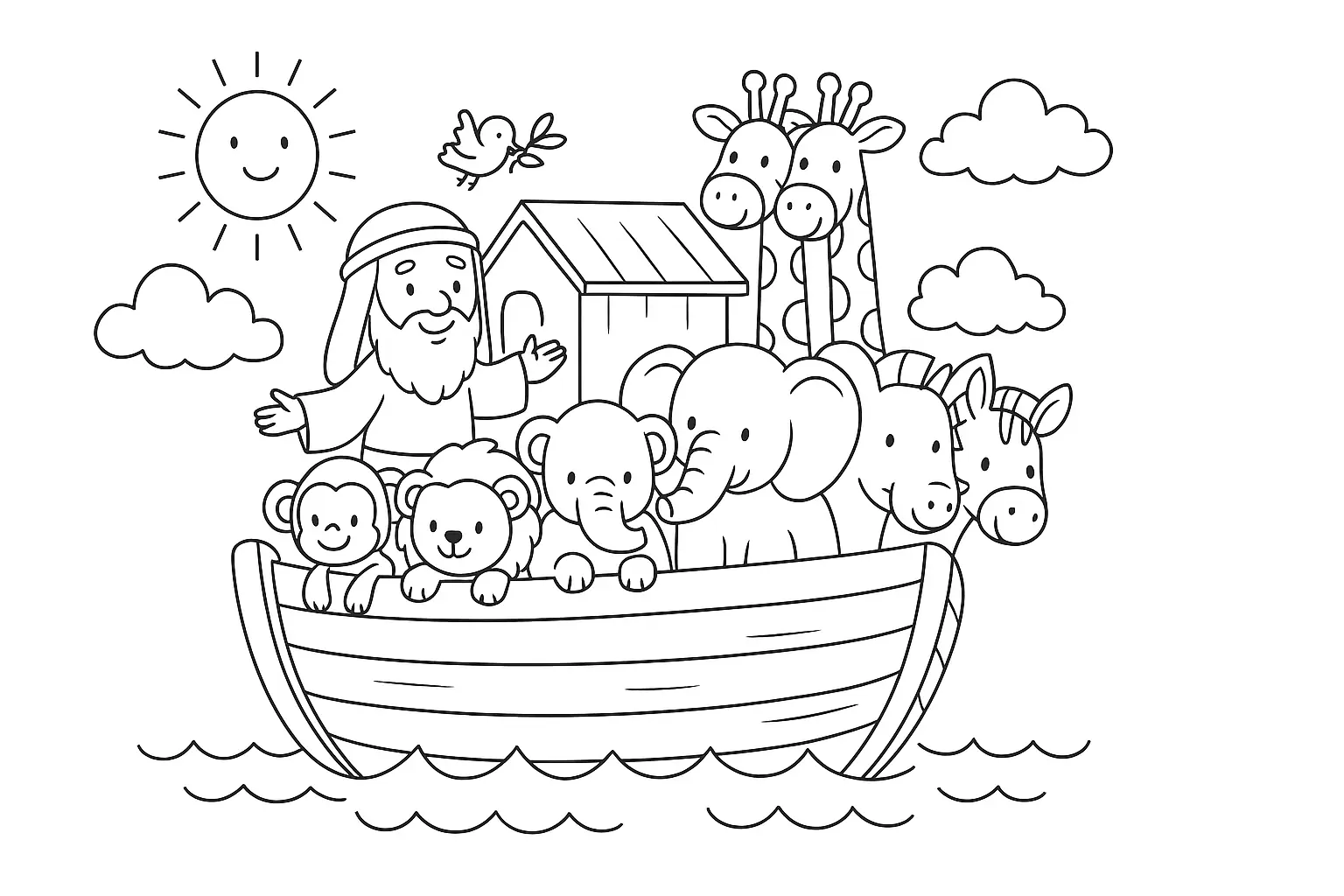 Ausmalbild Arche Noah – kindgerecht und friedlich