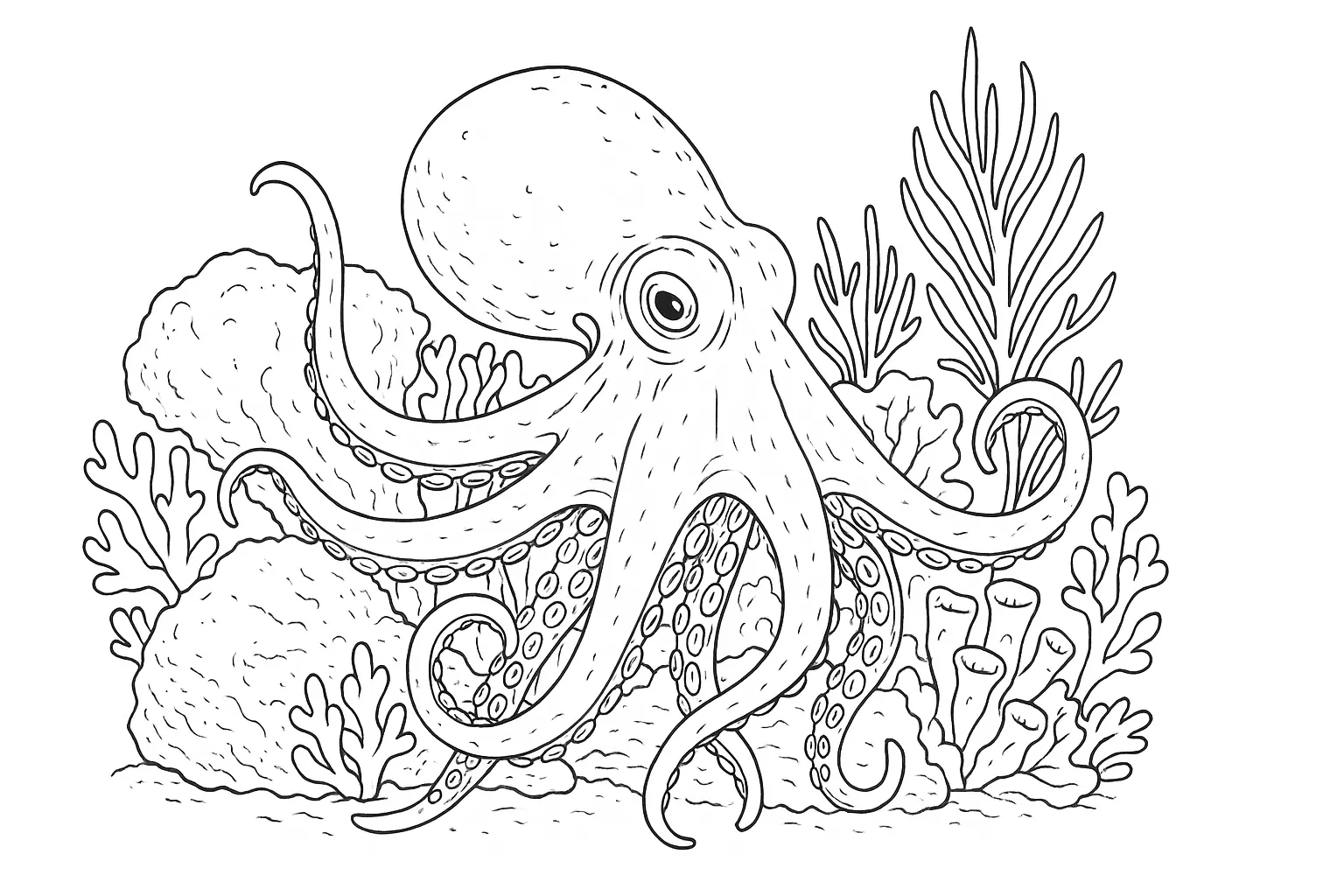 Tintenfisch Malvorlage: Ausmalbild für Kinder drucken