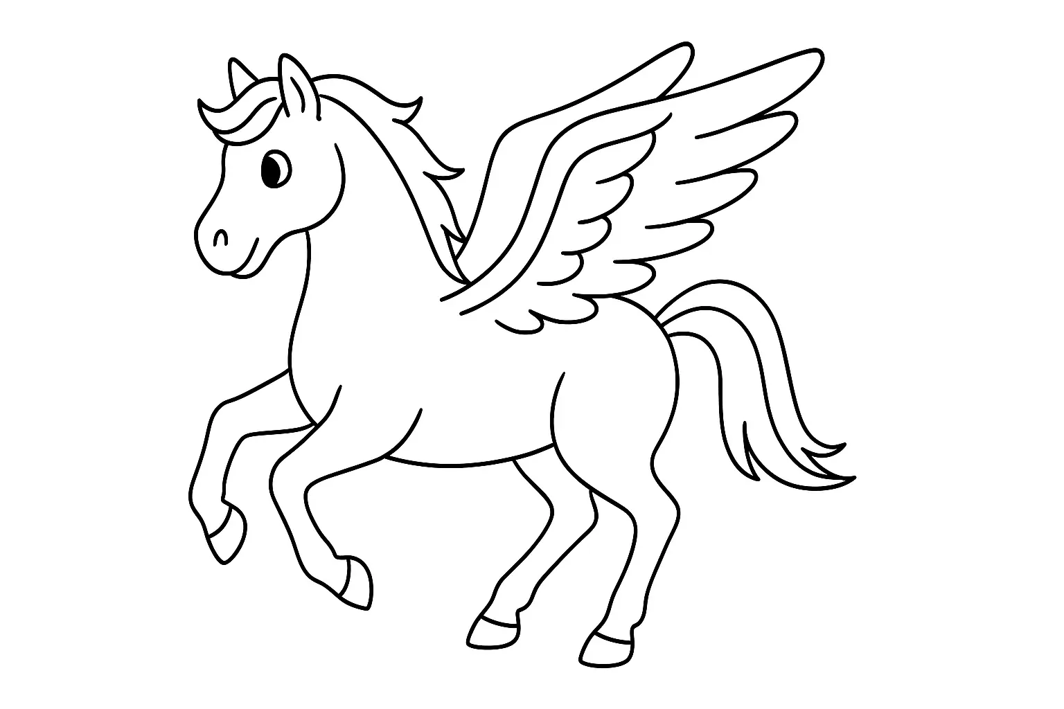 Malvorlage Pegasus: Ausmalbild gratis herunterladen A4