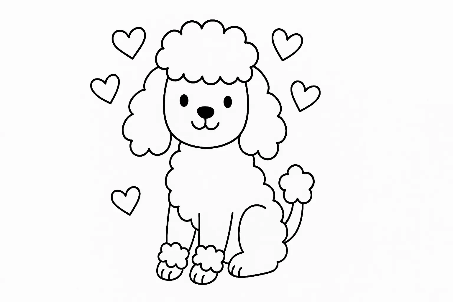 Pudel Ausmalbild – süße Malvorlage für Kinder kostenlos