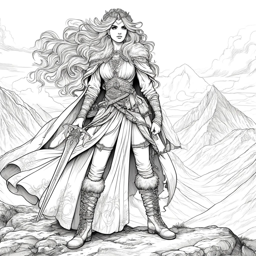 Princess in the storm for adults to print