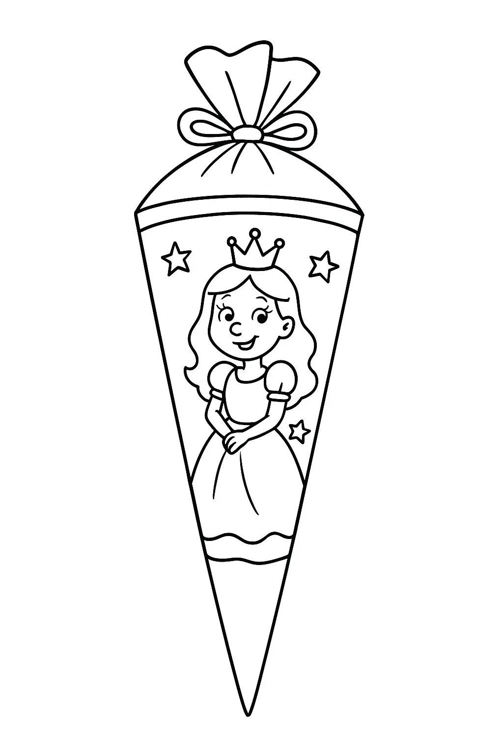 Schultüte mit Prinzessin Ausmalbild gratis zum Ausmalen