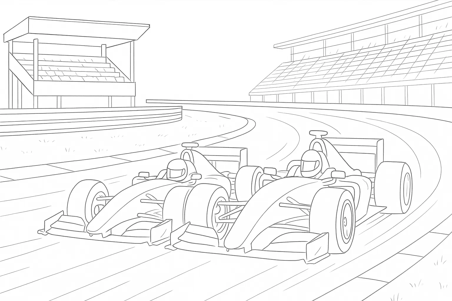 Rennautos auf der Rennbahn malen