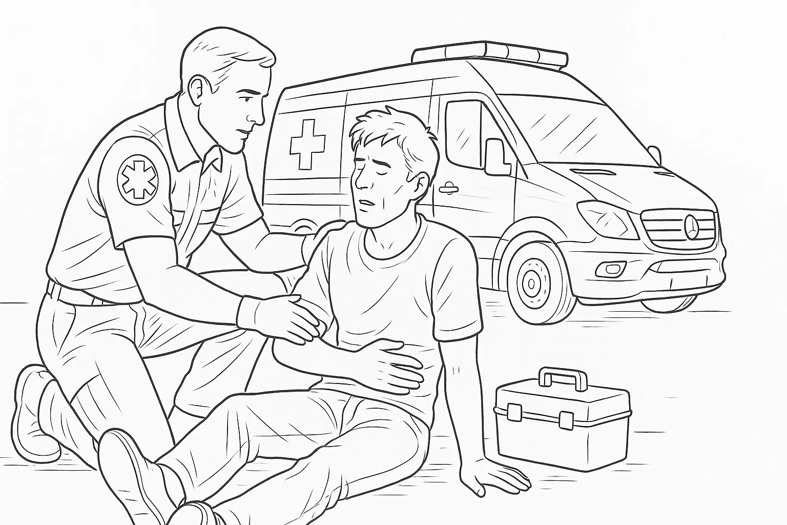 Rettungsszene mit Sanitäter und Patient