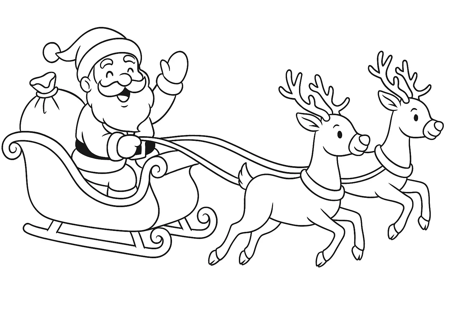 Père Noël sur traîneau volant