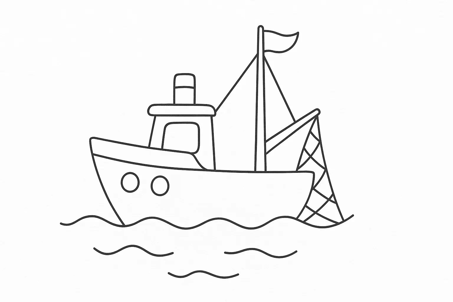 Einfaches Fischerboot auf dem Mee