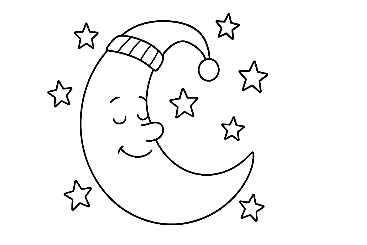 Schlafender Mond Malvorlage – Gratis PDF für Kinder