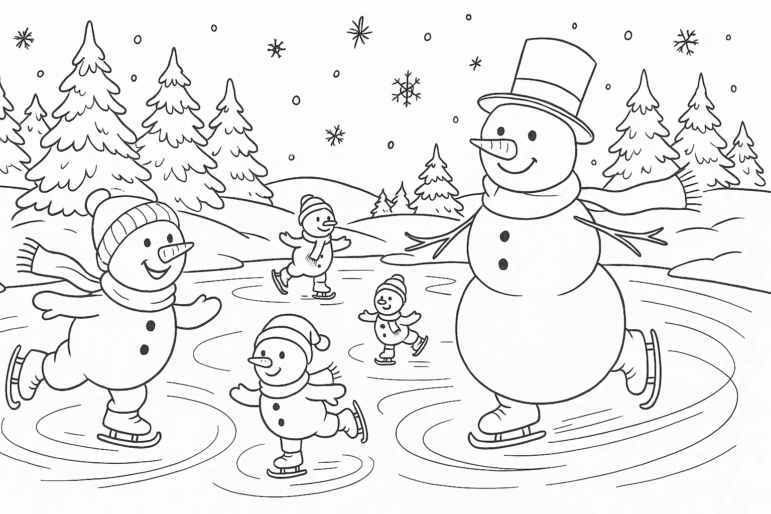 Ausmalbild Schneemann – Fröhliche Winterfigur für Kinder