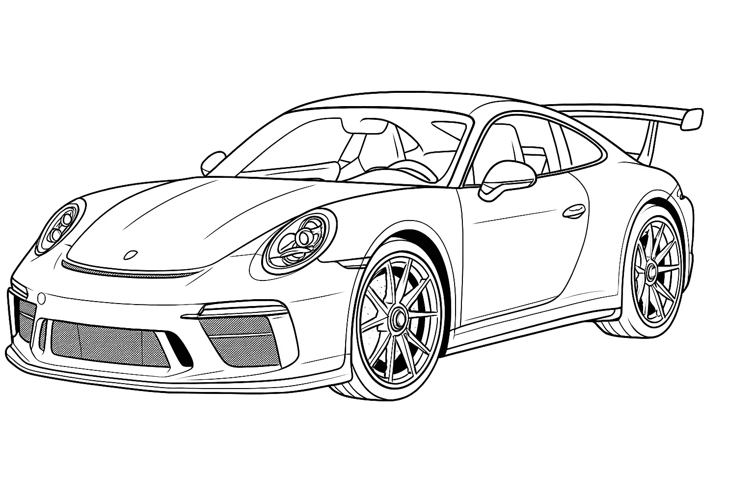 Sportwagen Ausmalbild kostenlos drucken und ausmalen