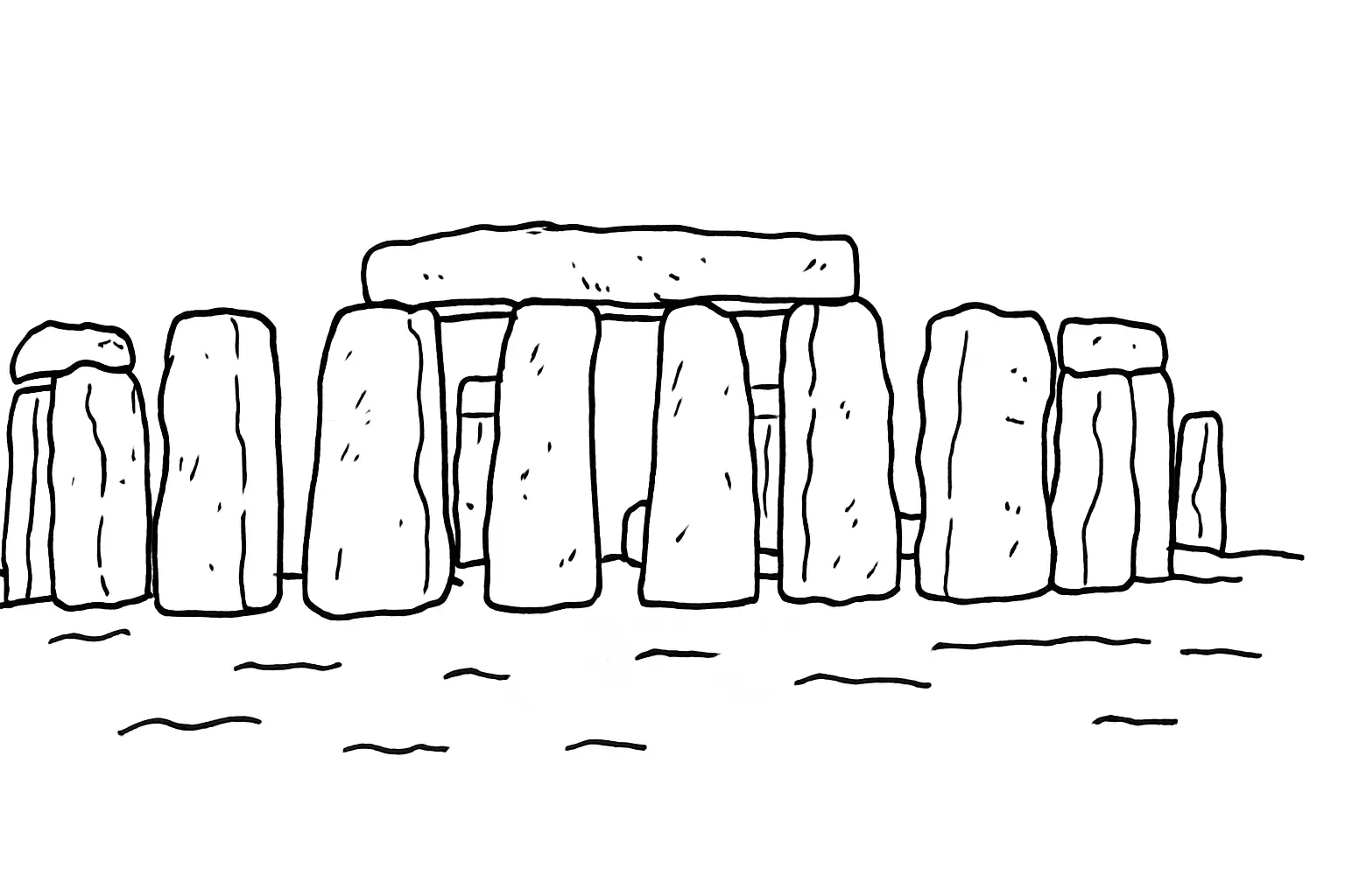 Stonehenge Ausmalbild – einfache Malvorlage zum Ausdrucken