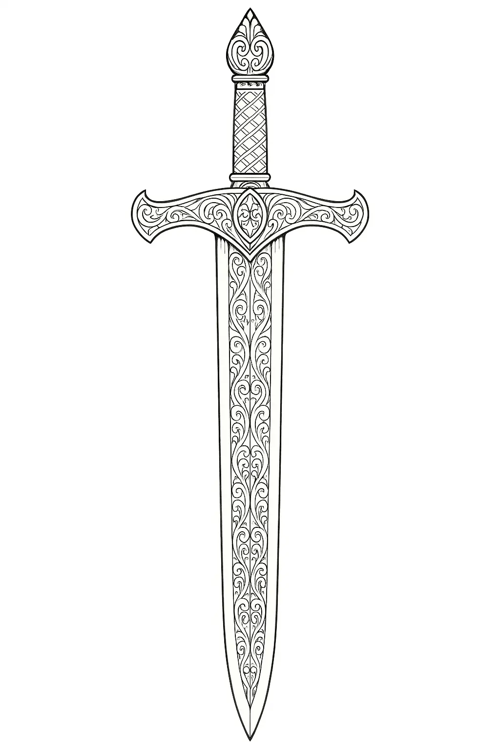 Schwert mit Ornamenten als Malvorlage