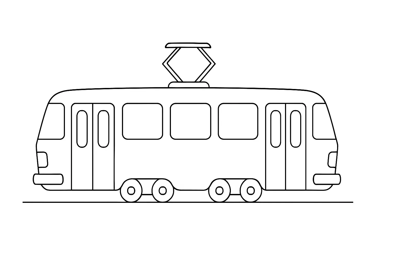 Straßenbahn Ausmalbild – moderne Malvorlage zum Ausdrucken für Kinder