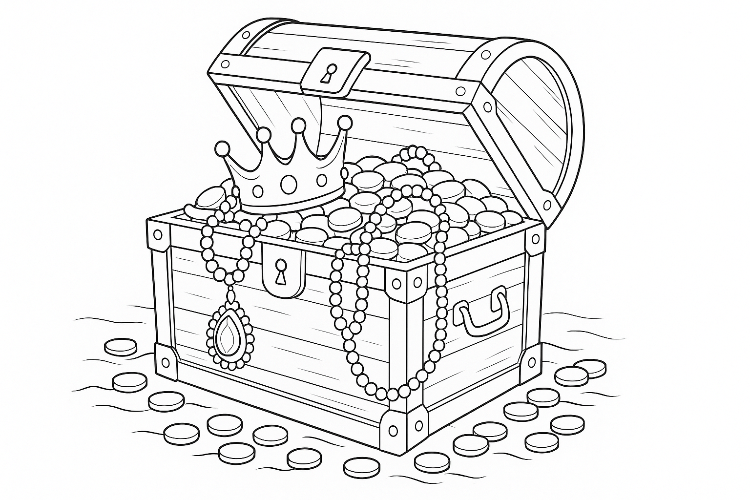Treasure Chest with Gold and Jewelry