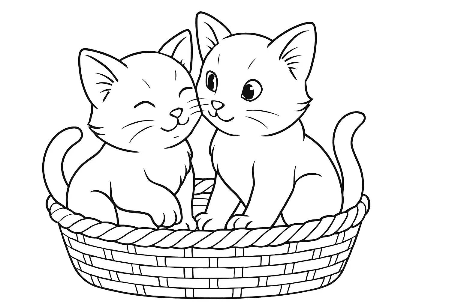 Zwei Katzenbabys kuscheln im Korb