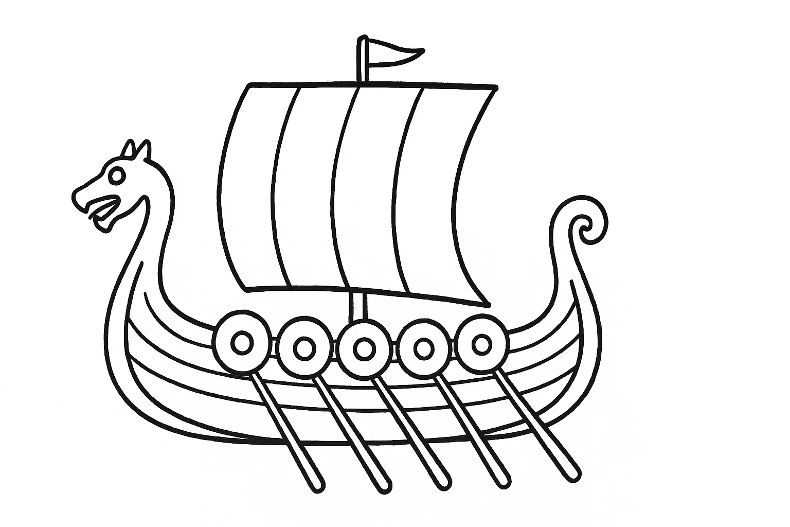 Wikingerschiff Ausmalbild: Vorlage zum Ausmalen für Kinder