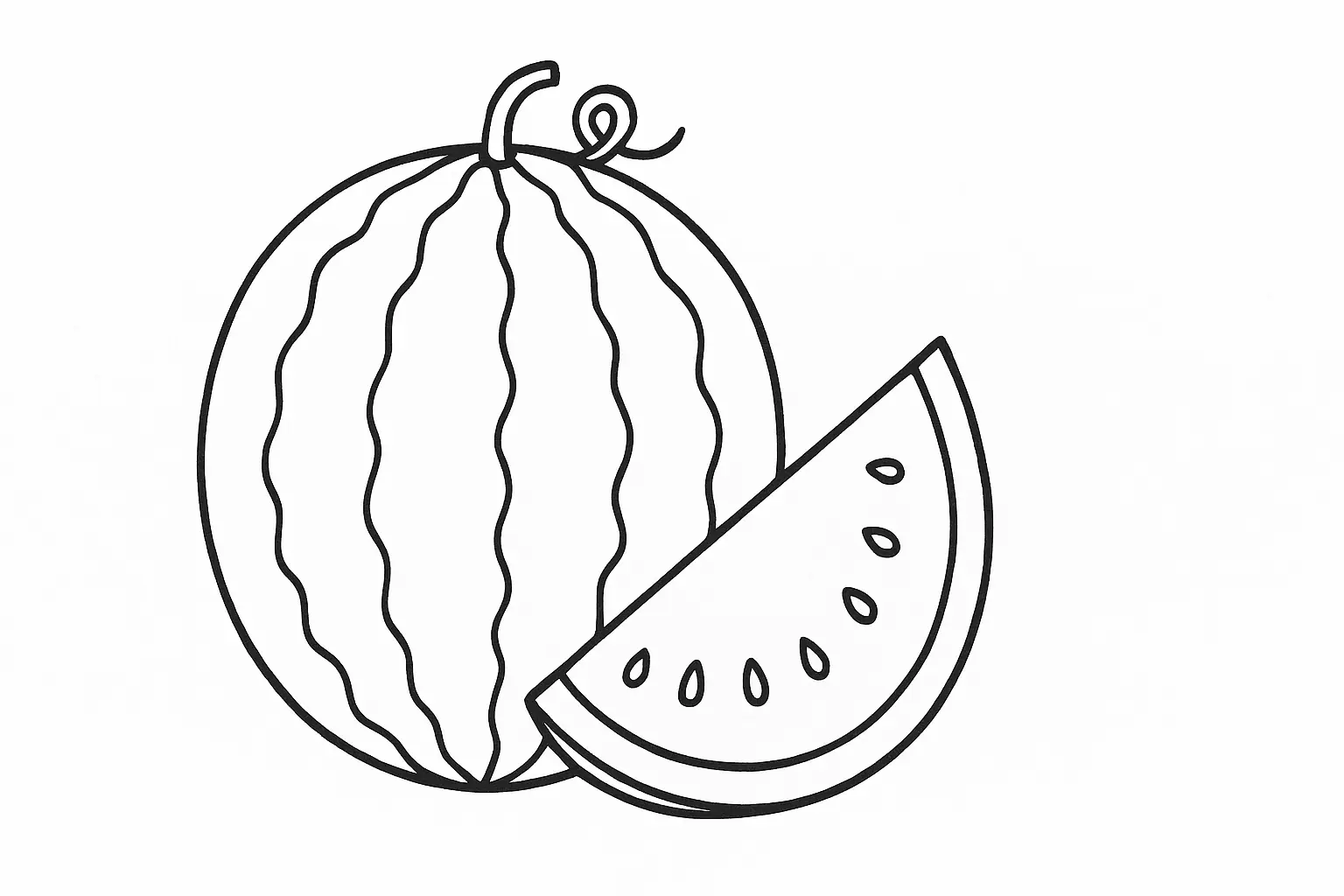 Wassermelone Ausmalbild – Vorlage zum Ausdrucken für Kinder