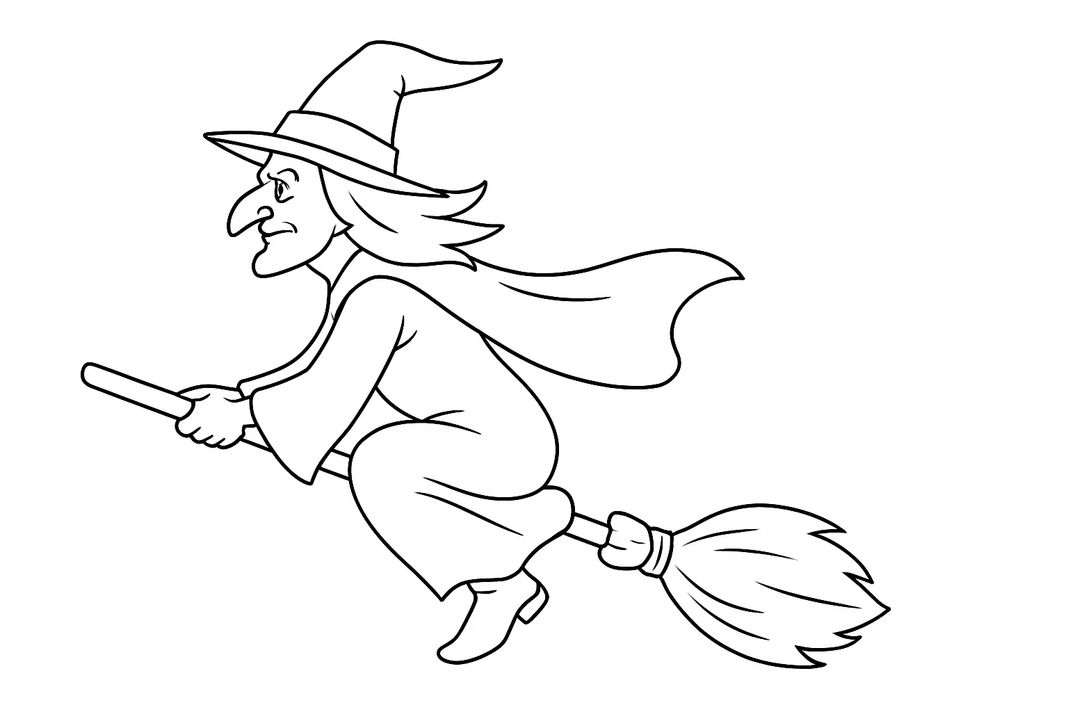 Sorcière avec chapeau et nez crochu