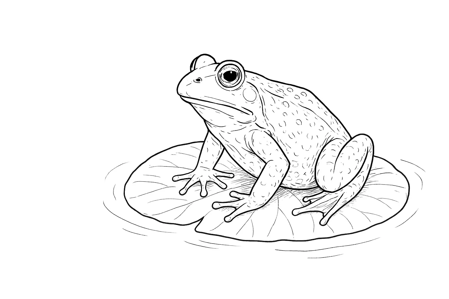 Frosch-Malvorlage mit Seerose – liebevoll gezeichnetes Motiv