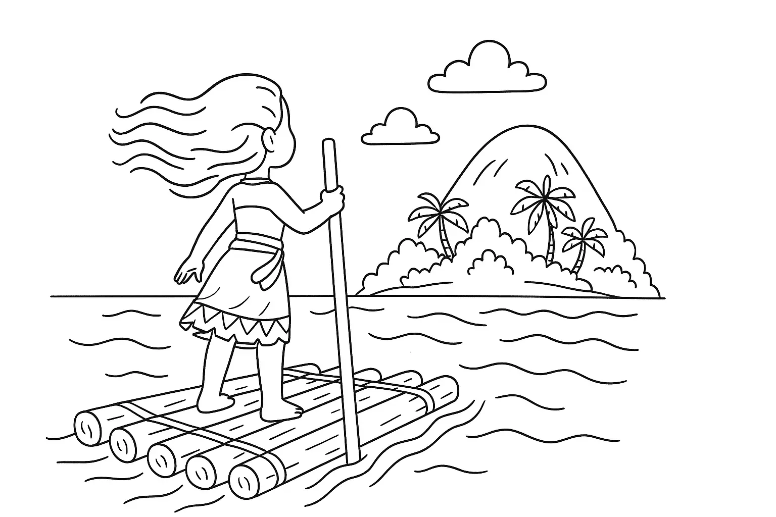 Girl on a Raft Coloring Page
