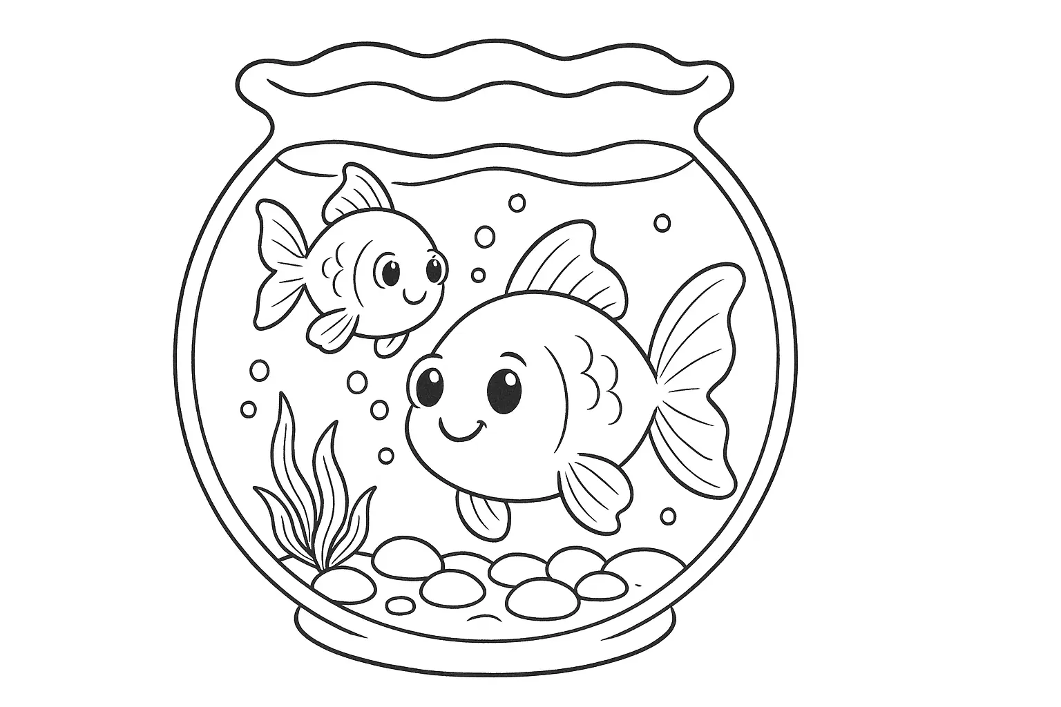 Goldfische im Glas – Ausmalbild für kleine Künstler