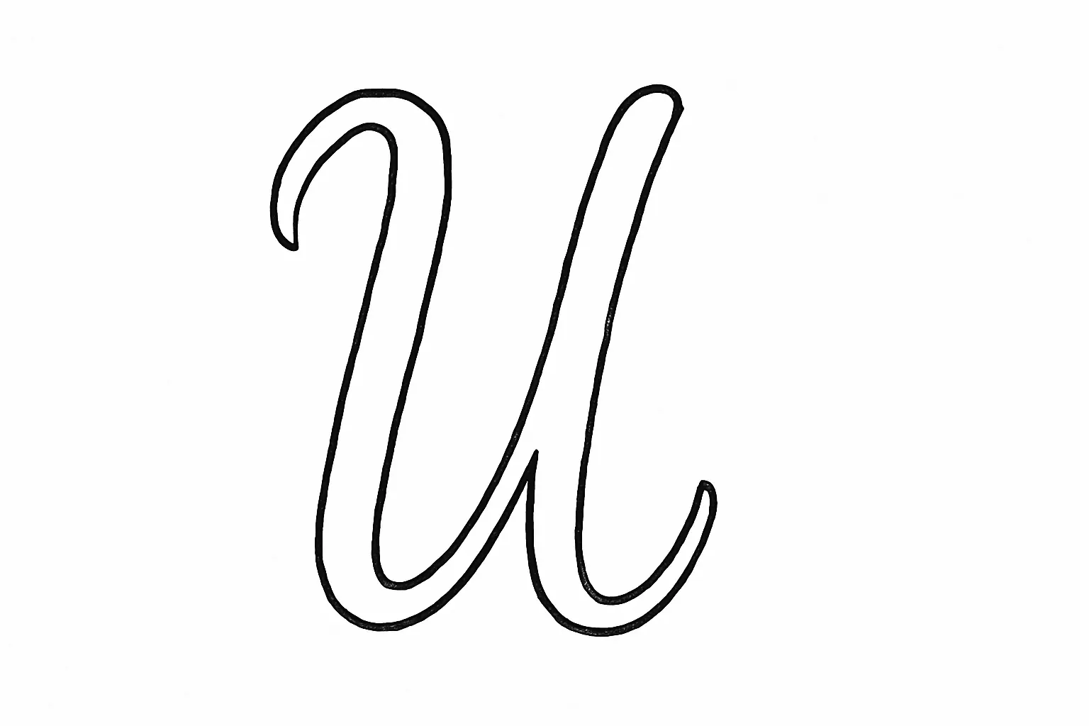 Buchstabe U – Schreibschrift-Ausmalbild als kostenloses PDF