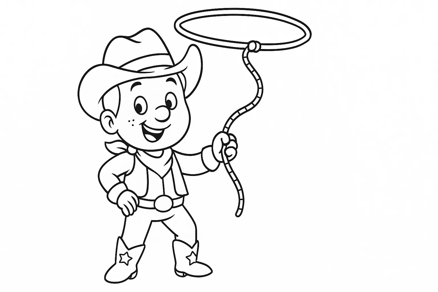 Kleiner Cowboy mit Lasso – Ausmalvorlage zum Download