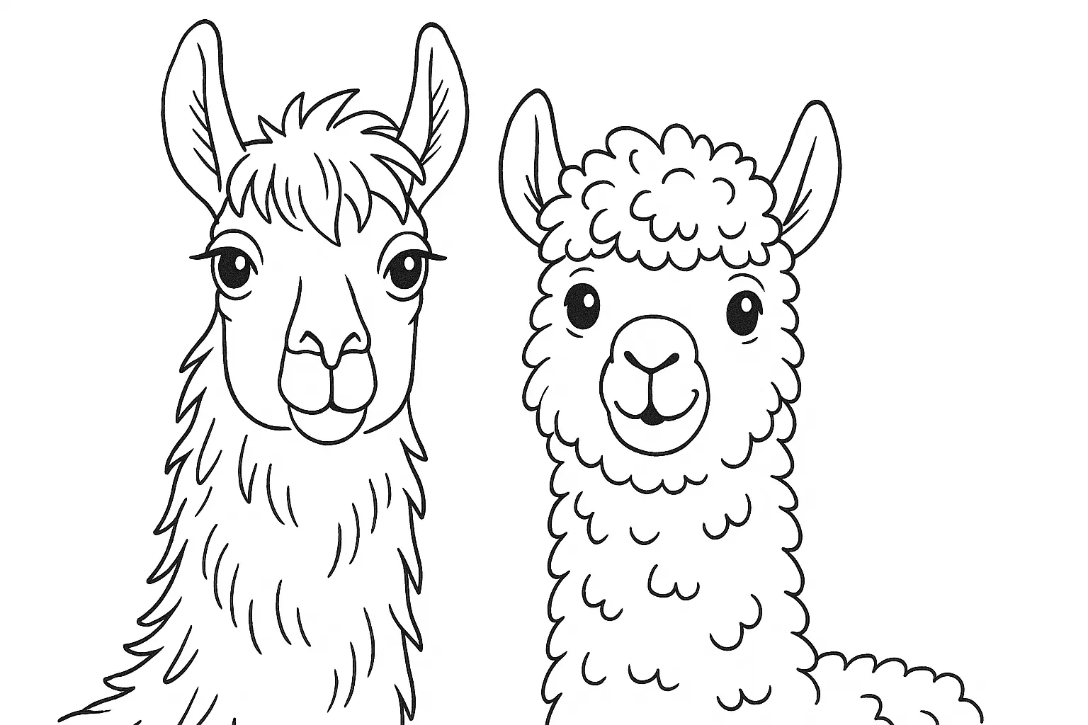 Llama & Alpaca – Coloring Page for Comparing Species