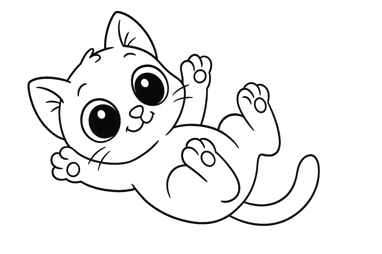 Rollende Katze – Niedliches Ausmalbild für Kinder gratis