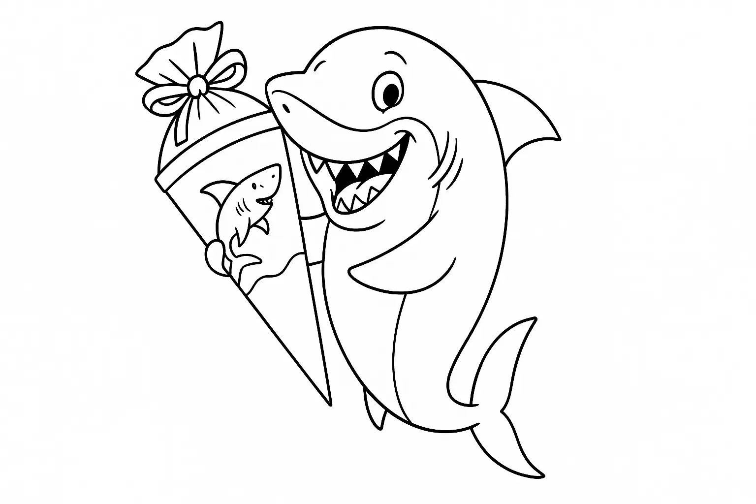 Hai und Schultüte – Ausmalbild für Kinder zum Download