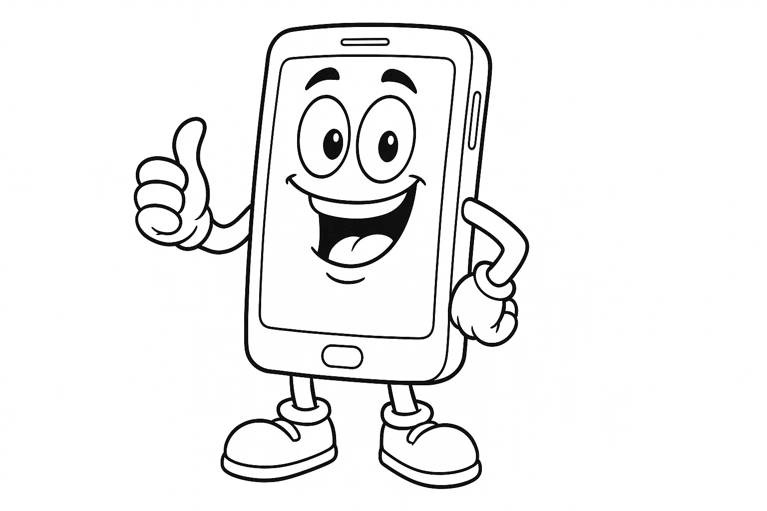 Smartphone mit Gesicht – Ausmalbild für Kinder gratis