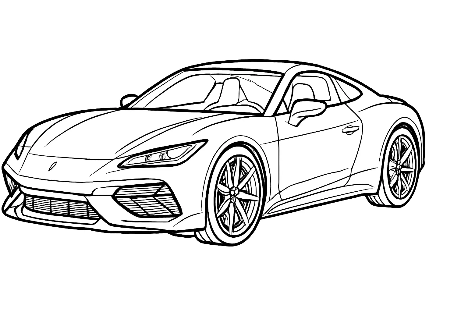 Sportwagen Ausmalbild: Gratis-Vorlage für kleine Autofans