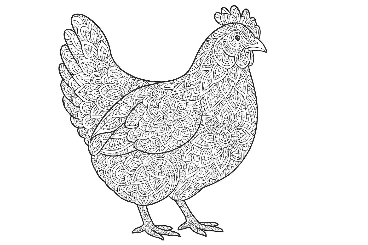 Huhn mit filigranen Mustern