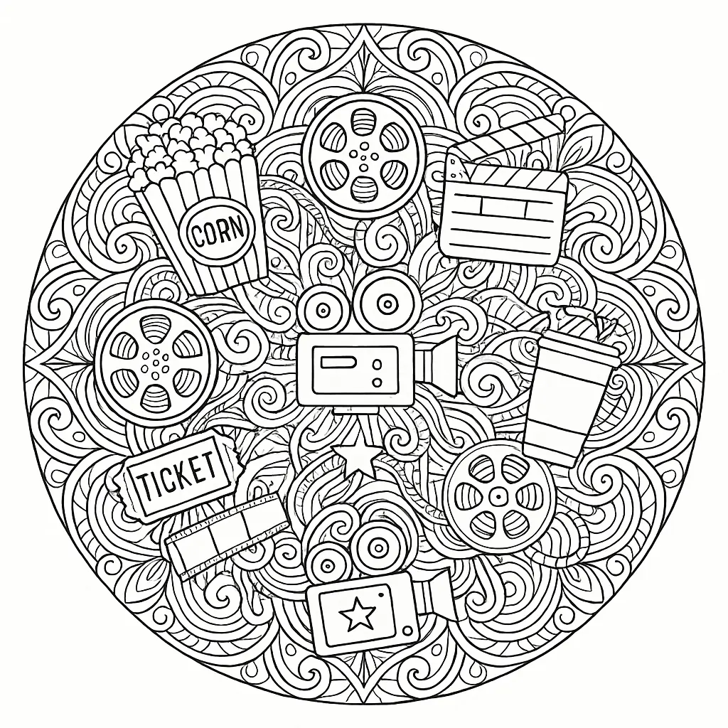 Kino-Motiv mit Tickets und Popcorn