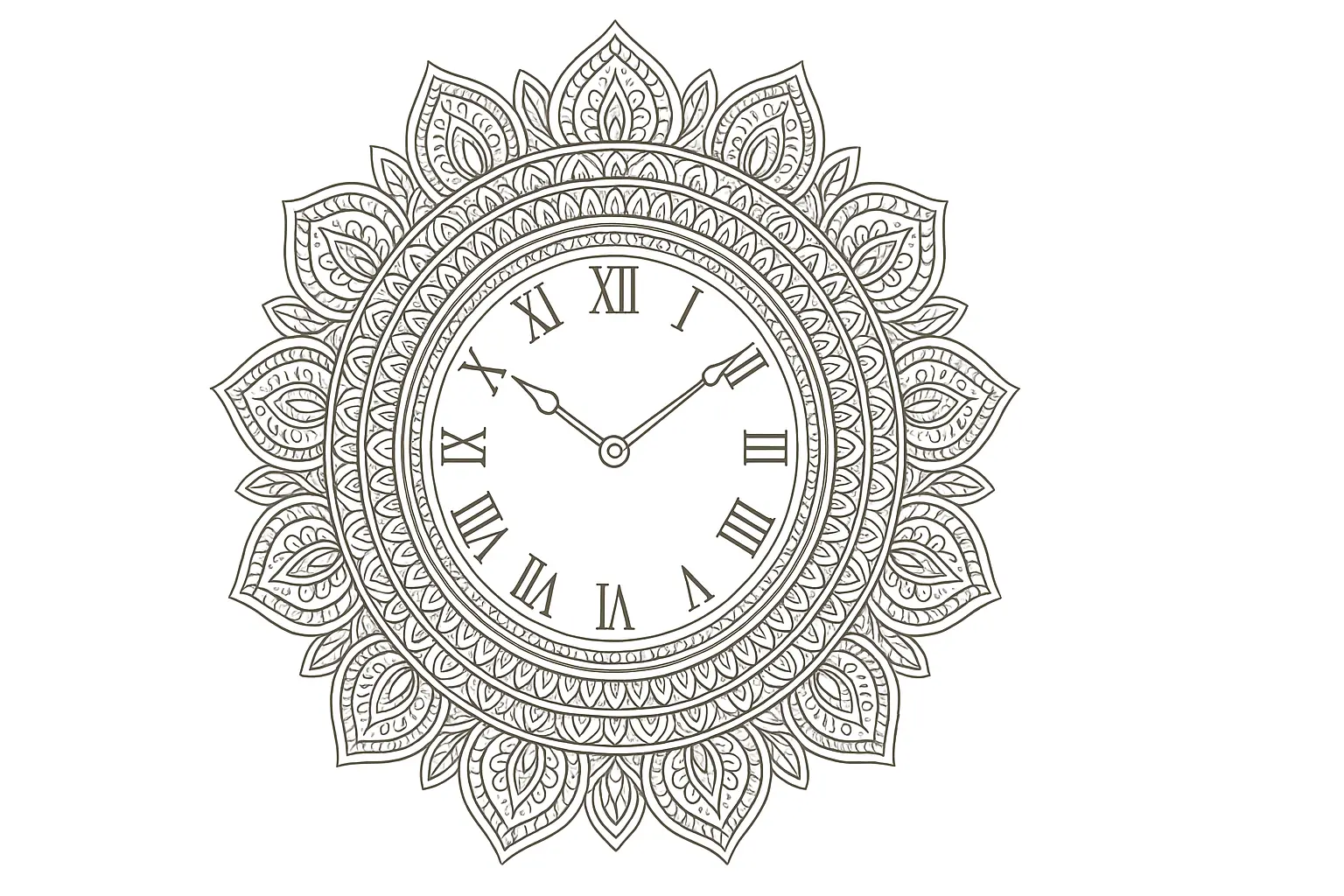 Uhr als detailreiche Malvorlage