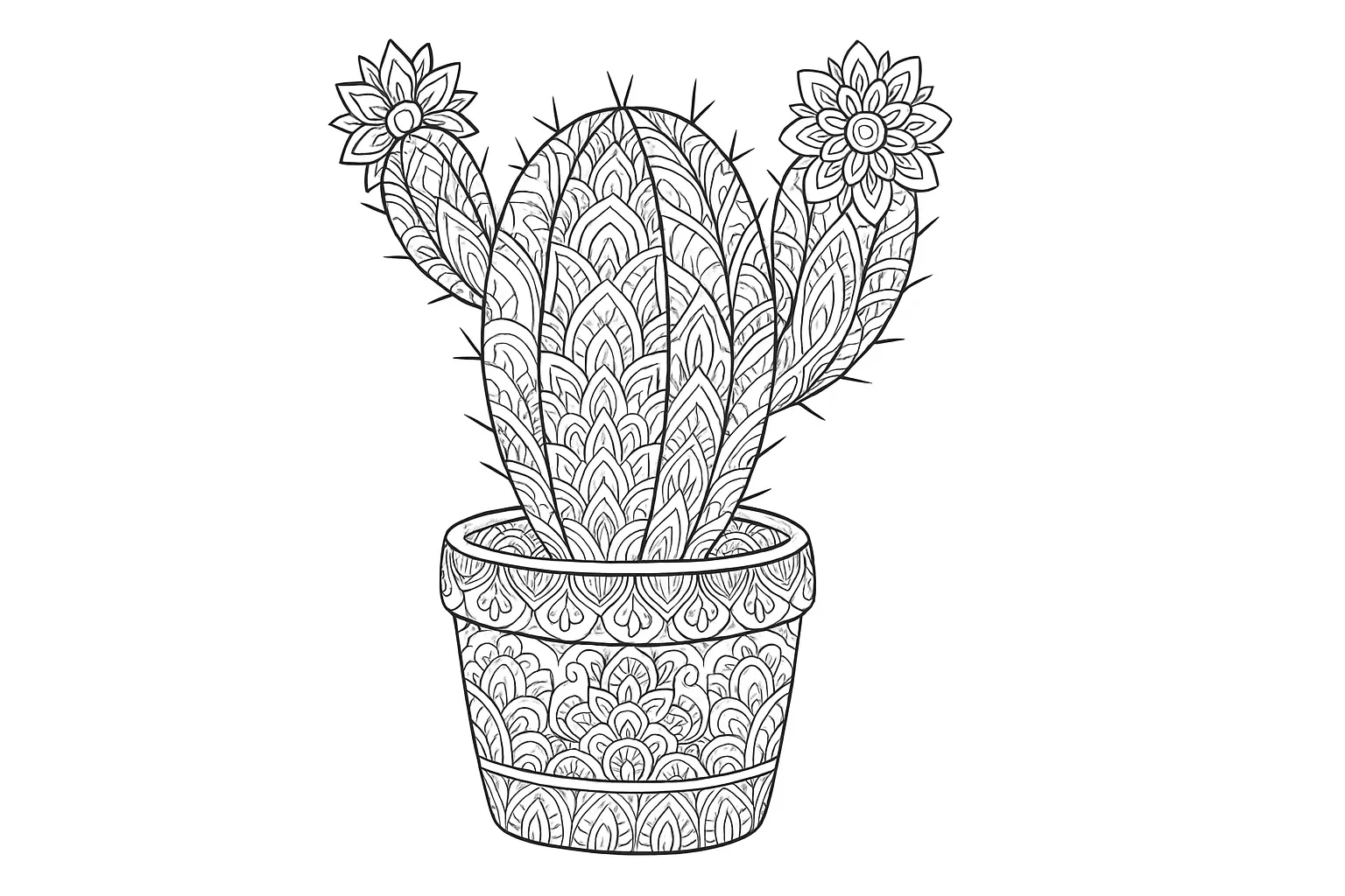 Detailreiche Kaktus-Malvorlage