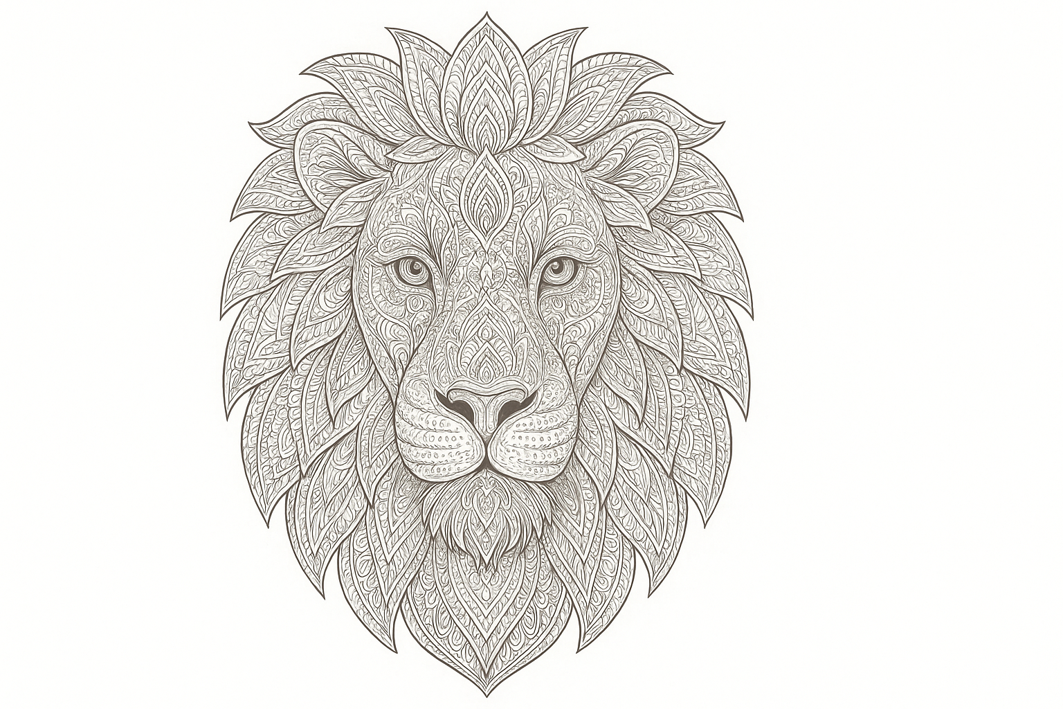 Detailed Lion Motif for Coloring