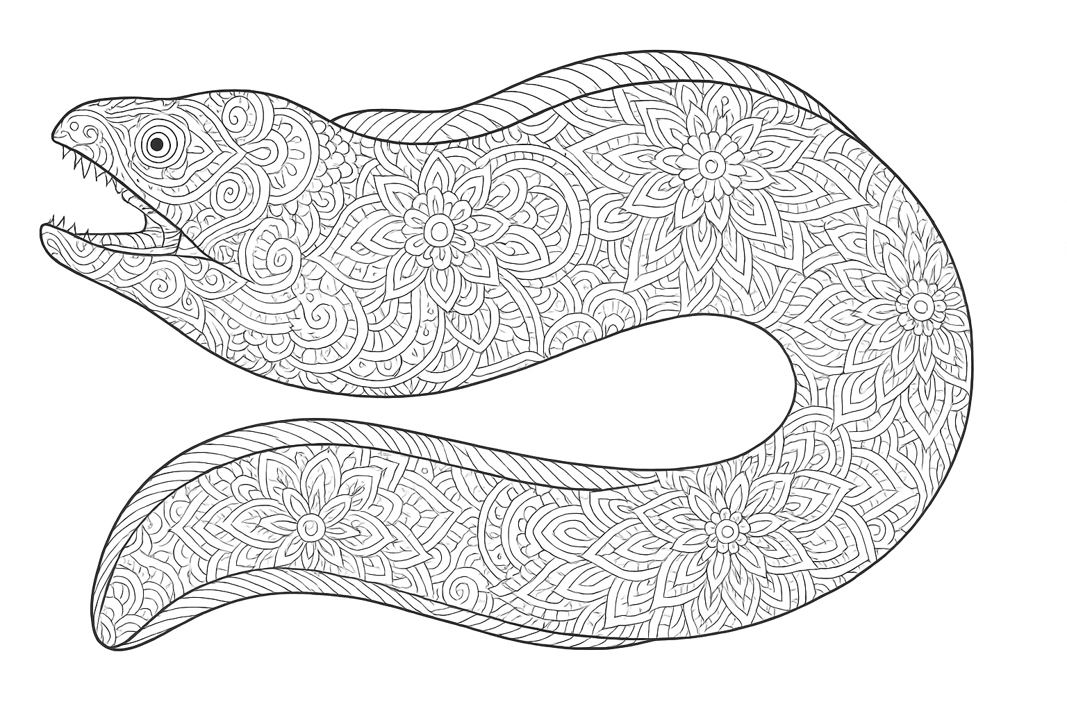 Detailed Moray Eel Coloring Page Free