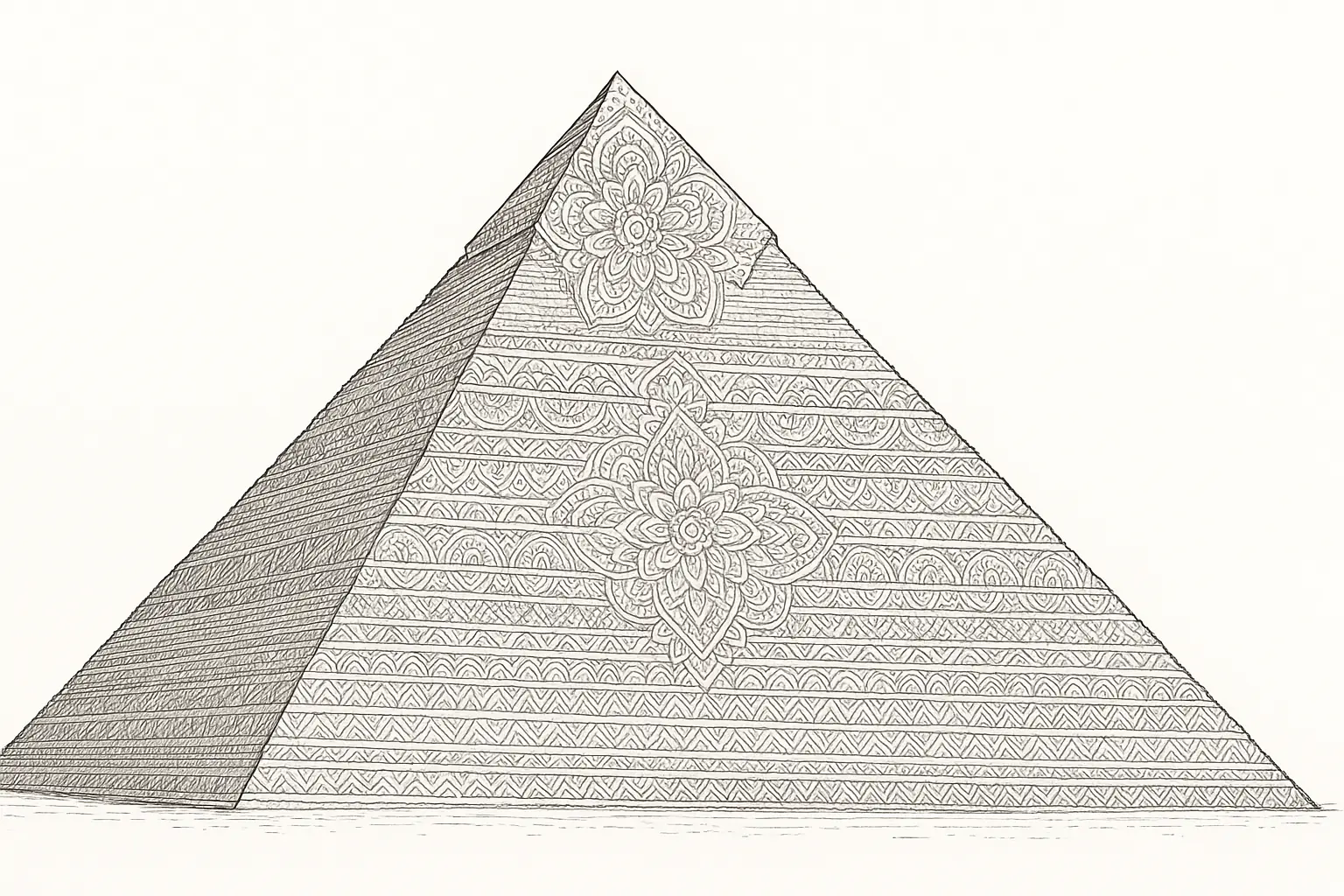 Detailreiche Pyramide als Ausmalbild