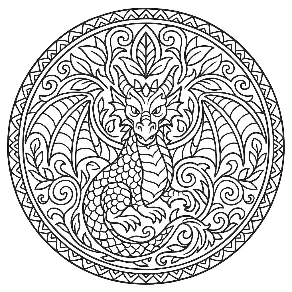 Drache als Ausmalbild für Kinder