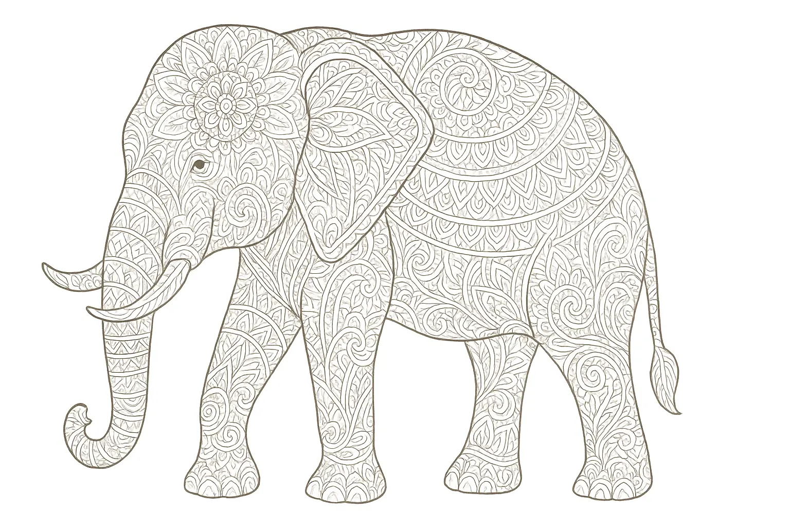 Elefant als detailreiche Malvorlage