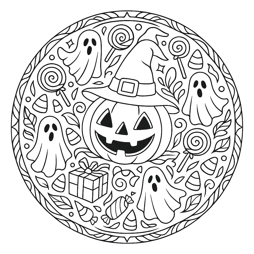 Halloween mit Kürbis und Süßigkeiten