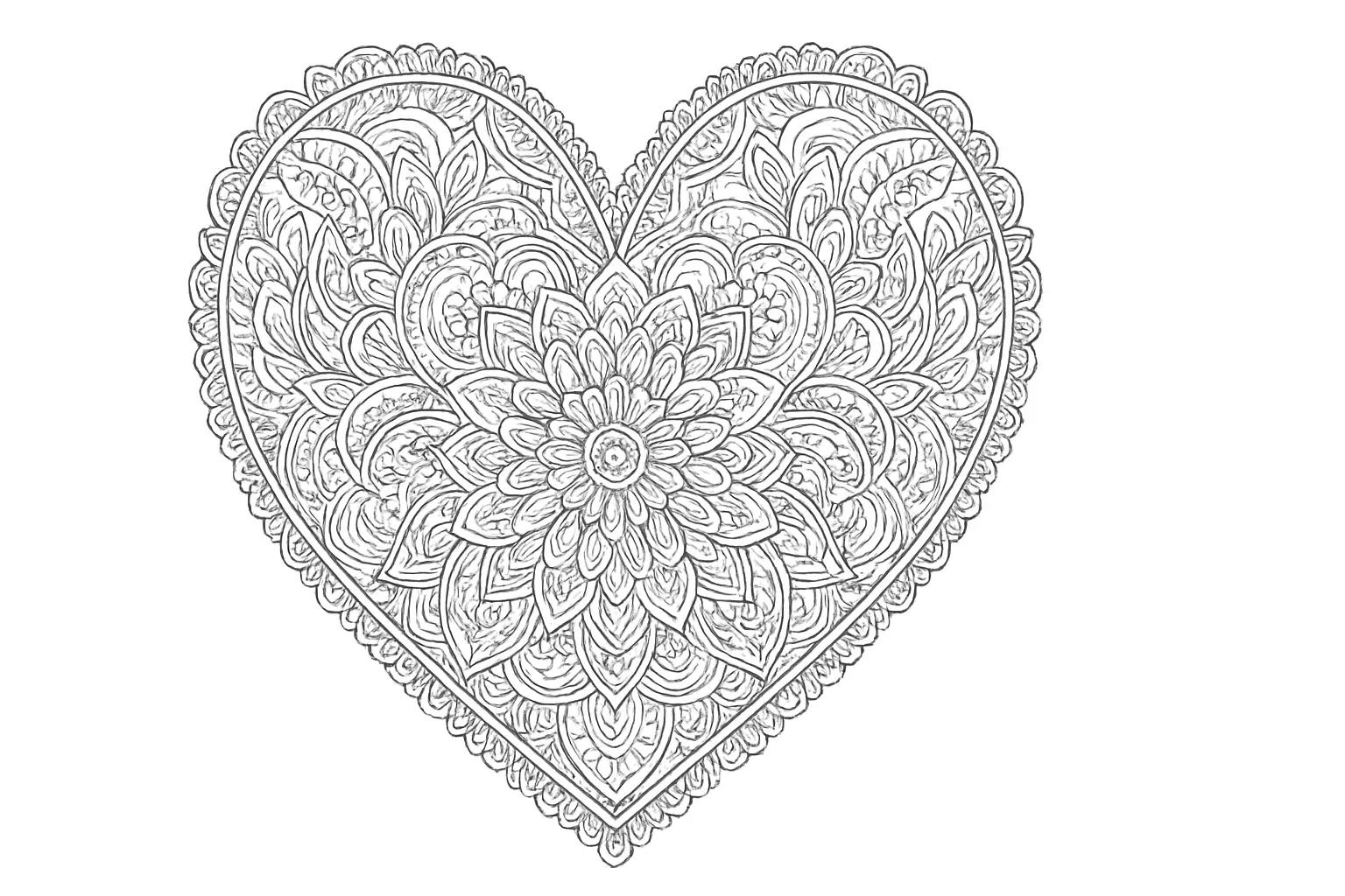 Herz als detailreiche Malvorlage